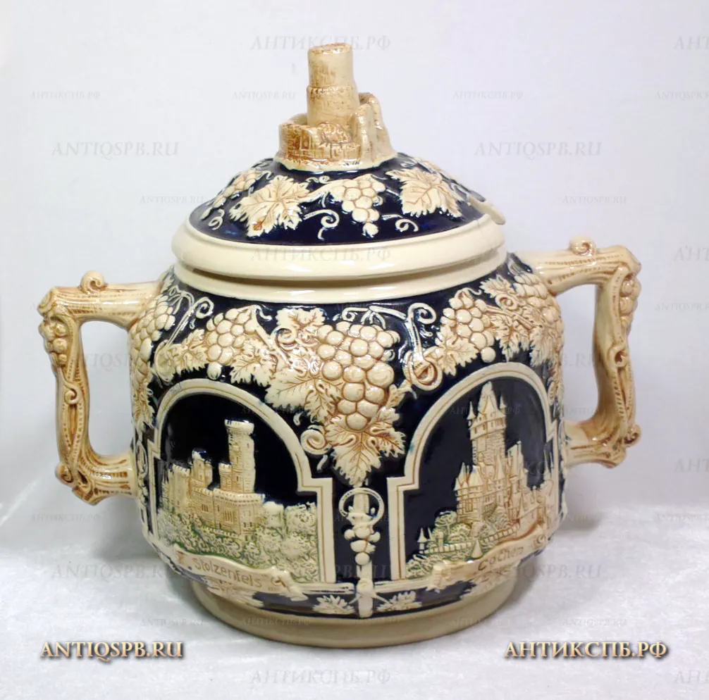 Крюшонница старинная керамическая "Замки". Германия. Перв. пол. ХХ века. №19007